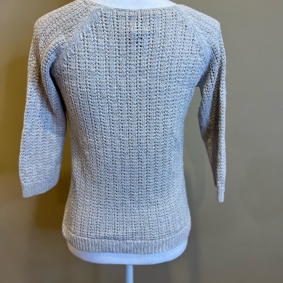 Chico’s Sweater Size Small silk blend two button open bottom cardigan Ivory - Picture 6 of 11